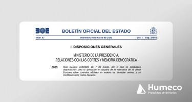 Real Decreto 159/2023, de 7 de marzo sobre bienestar animal, y modificación de varios reales decretos